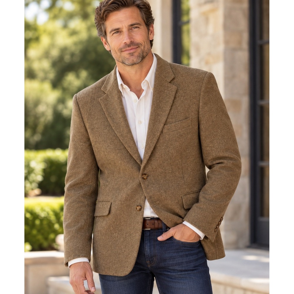 Daniel Gray Mens 42L Blazer 100% Grand Luxe Camel Hair Sport Coat Tan Brown